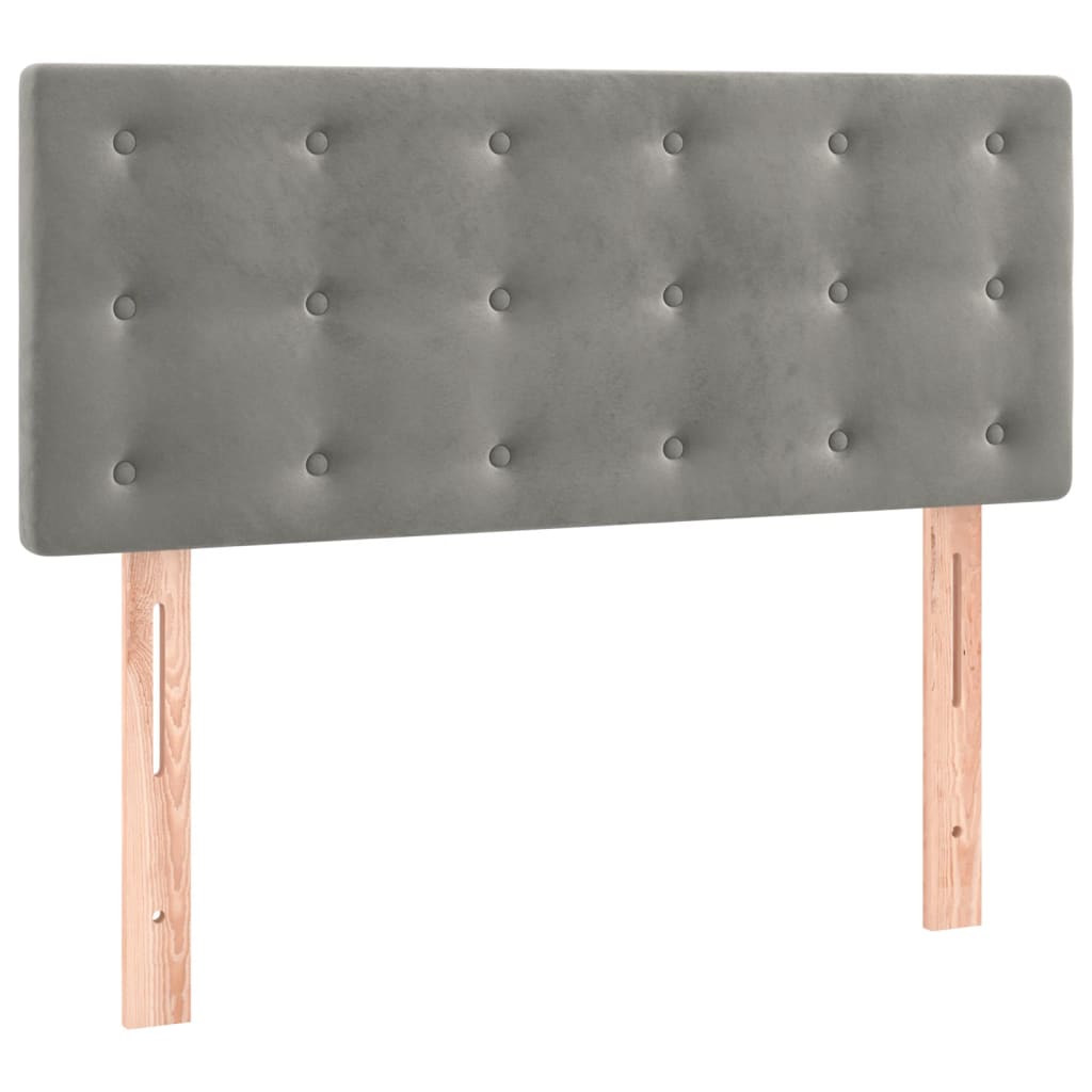 vidaXL Κρεβάτι Boxspring με Στρώμα & LED Αν.Γκρι 90x190 εκ. Βελούδινο