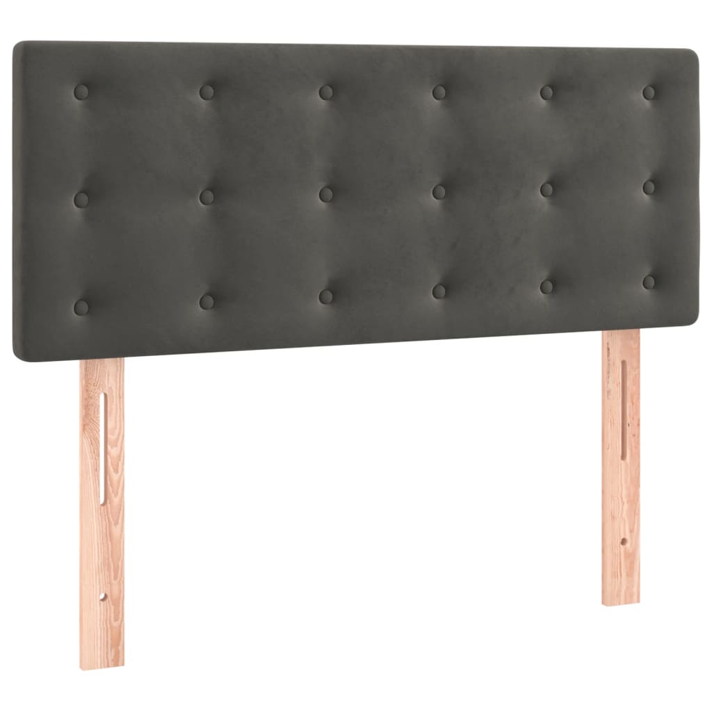 vidaXL Κρεβάτι Boxspring με Στρώμα & LED Σκ. Γκρι 90x200 εκ. Βελούδινο