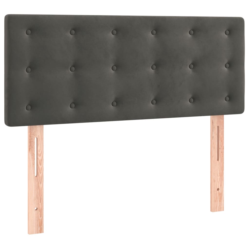 vidaXL Κρεβάτι Boxspring με Στρώμα & LED Σκ. Γκρι 120x200εκ. Βελούδινο