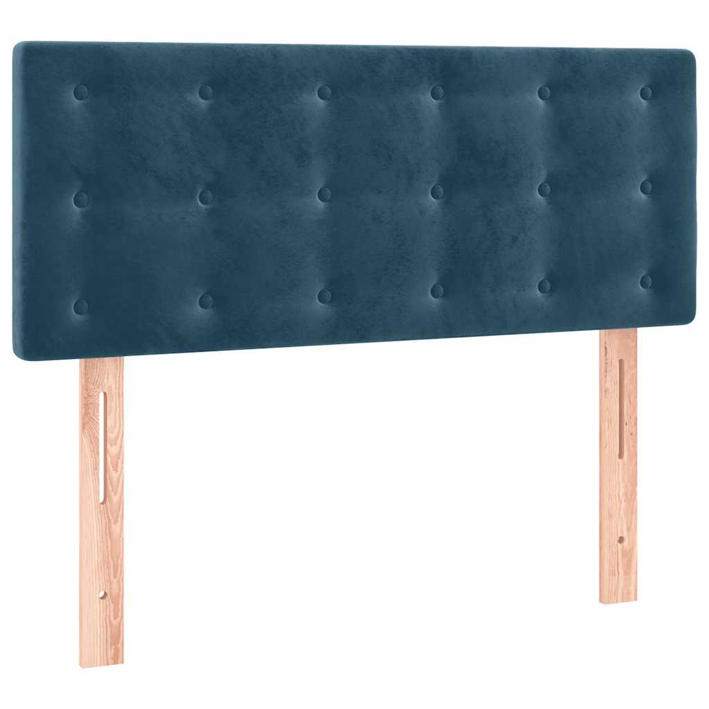 vidaXL Κρεβάτι Boxspring με Στρώμα & LED Σκ. Μπλε 120x200εκ. Βελούδινο