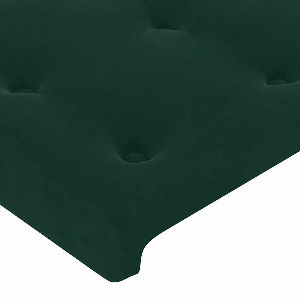 vidaXL Κρεβάτι Boxspring με Στρώμα & LED Σκ. Πράσινο 140x190εκ Βελούδο