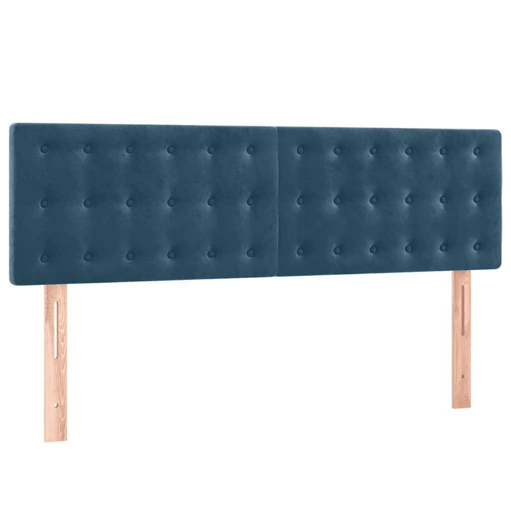 vidaXL Κρεβάτι Boxspring με Στρώμα & LED Σκ. Μπλε 140x200εκ. Βελούδινο