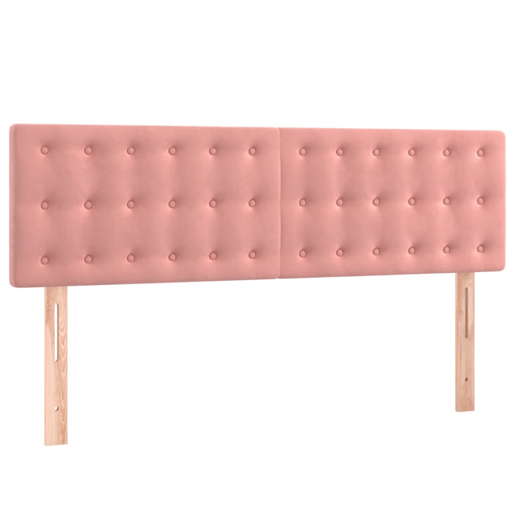 vidaXL Κρεβάτι Boxspring με Στρώμα & LED Ροζ 140x200 εκ. Βελούδινο