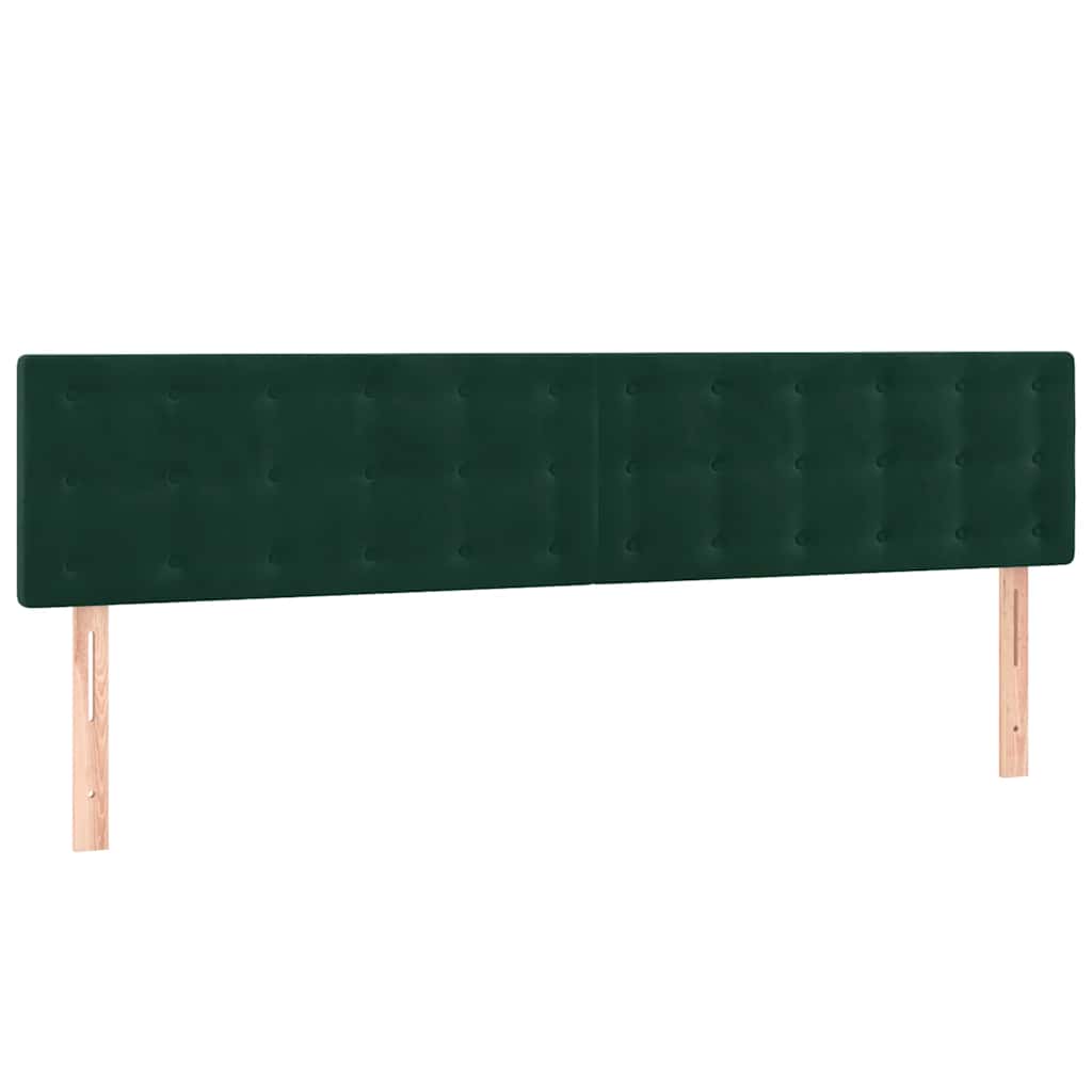 vidaXL Κρεβάτι Boxspring με Στρώμα & LED Σκ. Πράσινο 180x200εκ Βελούδο
