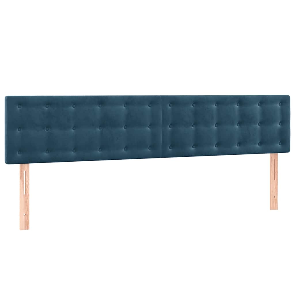 vidaXL Κρεβάτι Boxspring με Στρώμα & LED Σκ. Μπλε 200x200εκ. Βελούδινο