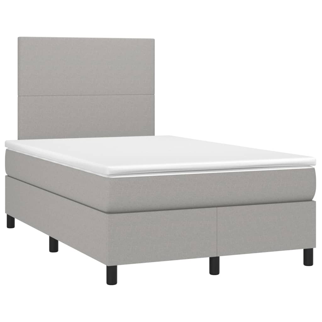 vidaXL Κρεβάτι Boxspring με Στρώμα & LED Αν.Γκρι 120x200 εκ Υφασμάτινο