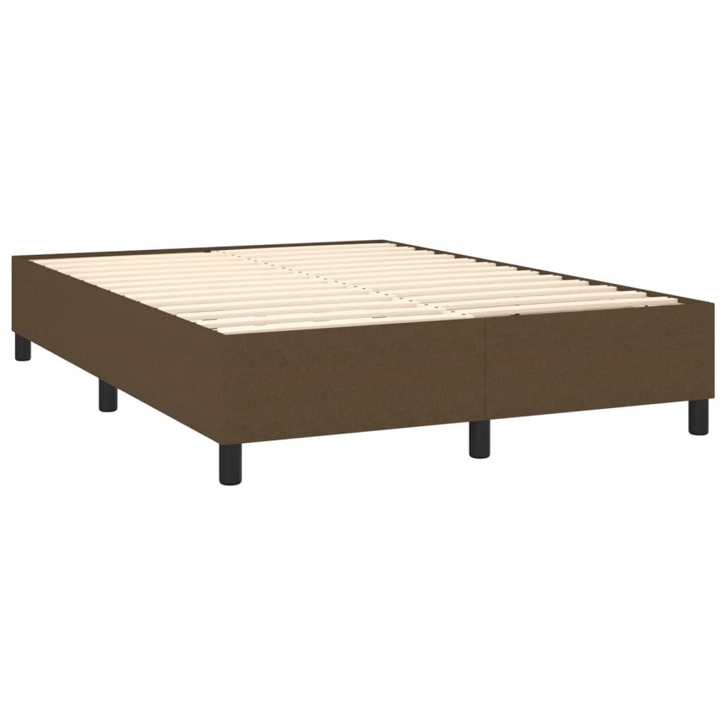 vidaXL Κρεβάτι Boxspring με Στρώμα & LED Σκ.Καφέ 140x200 εκ Υφασμάτινο