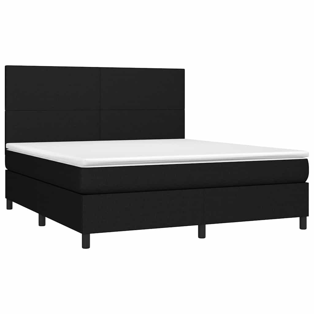 vidaXL Κρεβάτι Boxspring με Στρώμα & LED Μαύρο 160x200 εκ. Υφασμάτινο