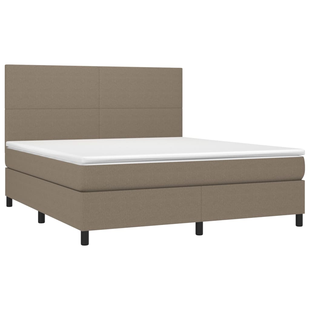 vidaXL Κρεβάτι Boxspring με Στρώμα & LED Taupe 160x200 εκ. Υφασμάτινο