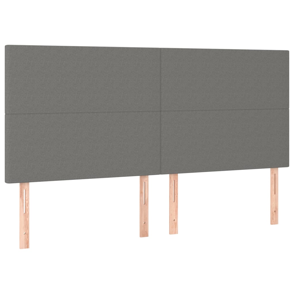vidaXL Κρεβάτι Boxspring με Στρώμα & LED Σκ.Γκρι 200x200εκ. Υφασμάτινο