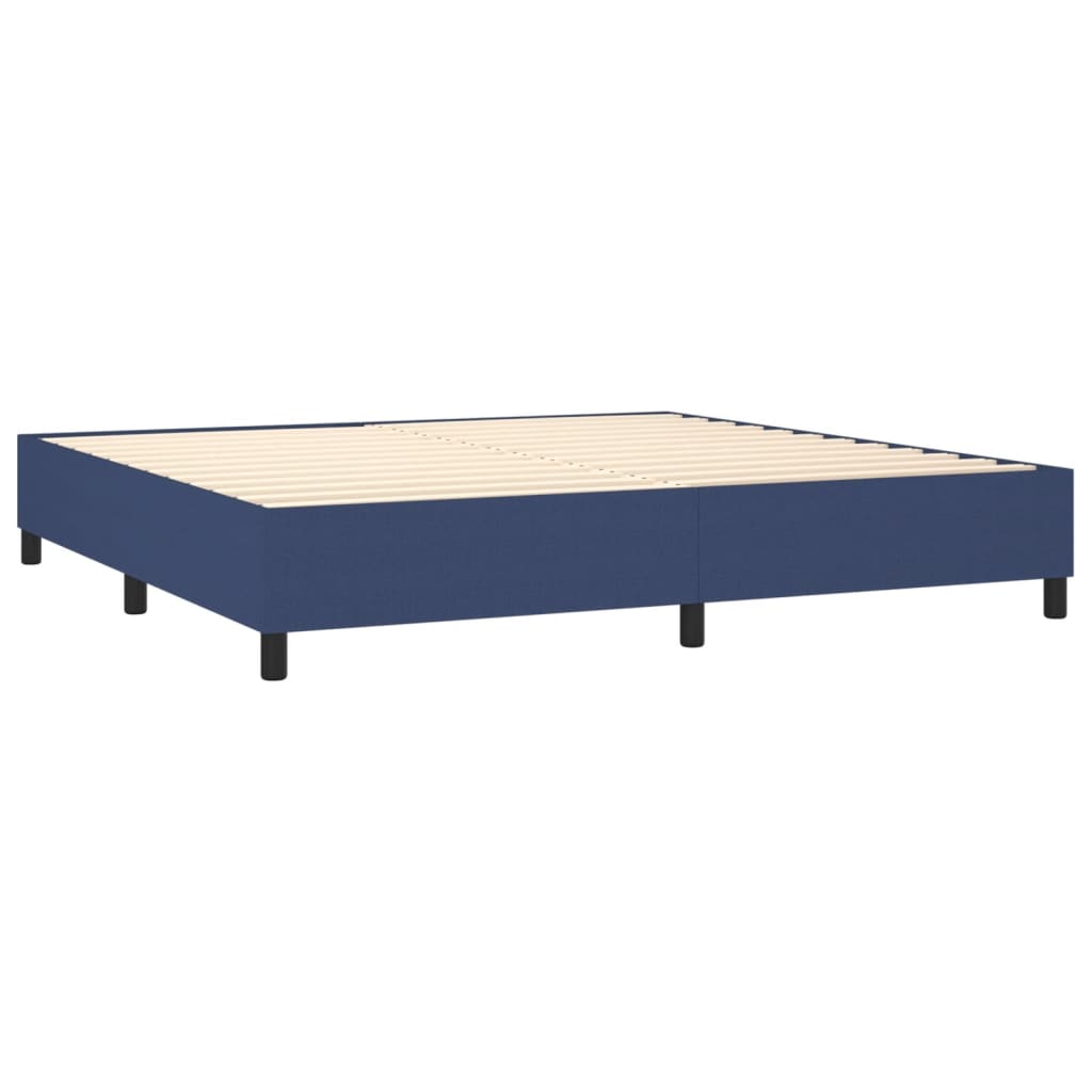 vidaXL Κρεβάτι Boxspring με Στρώμα & LED Μπλε 200x200 εκ. Υφασμάτινο