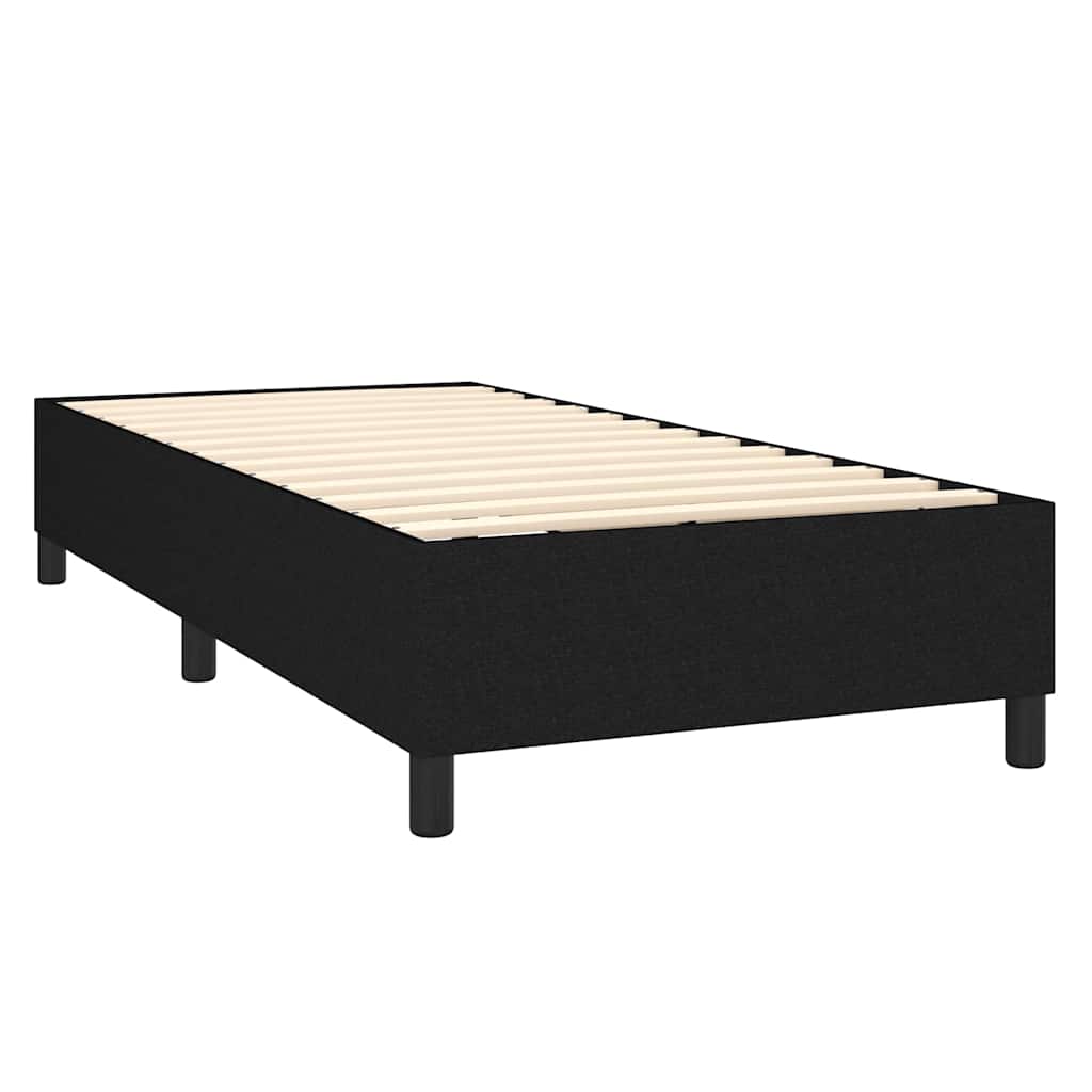 vidaXL Κρεβάτι Boxspring με Στρώμα & LED Μαύρο 100x200 εκ. Υφασμάτινο