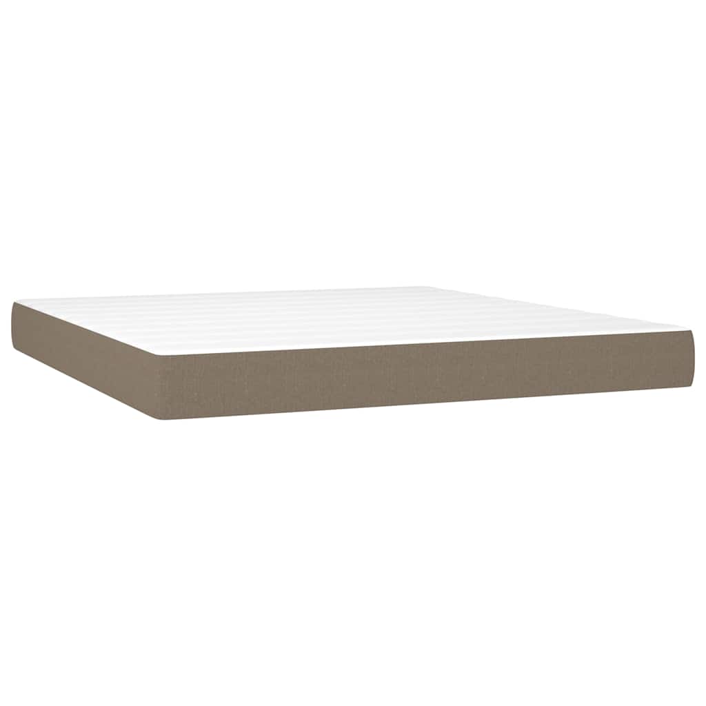 vidaXL Κρεβάτι Boxspring με Στρώμα & LED Taupe 180x200 εκ. Υφασμάτινο