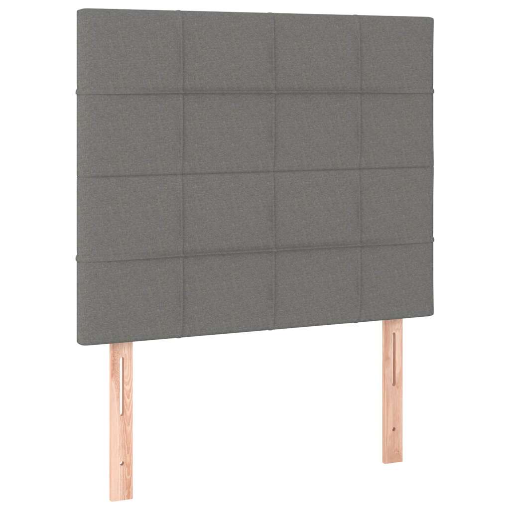 vidaXL Κρεβάτι Boxspring με Στρώμα & LED Σκ.Γκρι 80x200 εκ. Υφασμάτινο