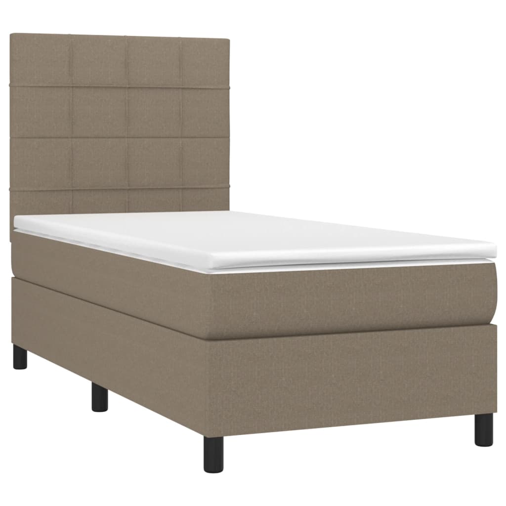 vidaXL Κρεβάτι Boxspring με Στρώμα & LED Taupe 80x200 εκ. Υφασμάτινο