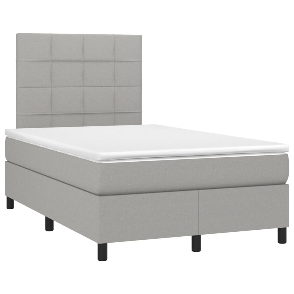 vidaXL Κρεβάτι Boxspring με Στρώμα & LED Αν.Γκρι 120x200 εκ Υφασμάτινο