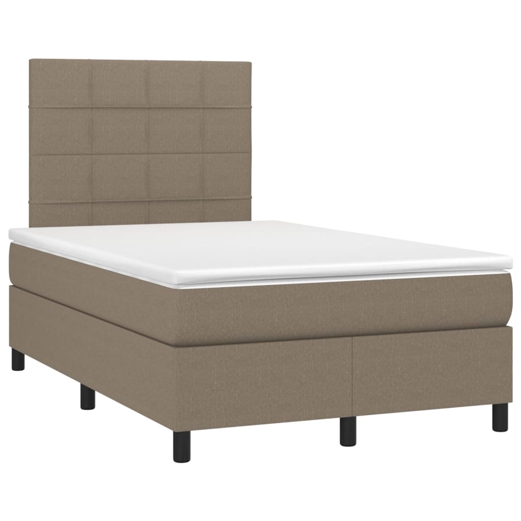 vidaXL Κρεβάτι Boxspring με Στρώμα & LED Taupe 120x200 εκ. Υφασμάτινο