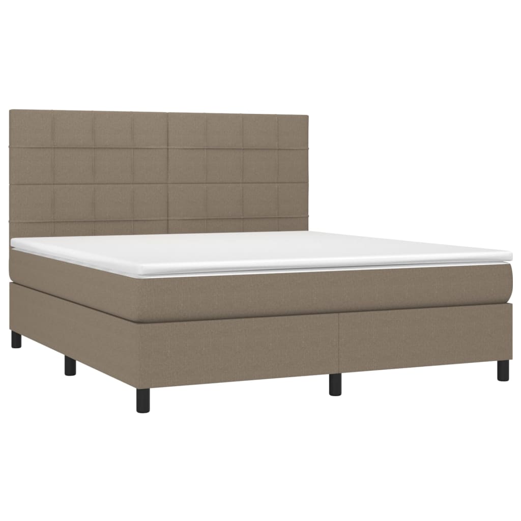 vidaXL Κρεβάτι Boxspring με Στρώμα & LED Taupe 160x200 εκ. Υφασμάτινο