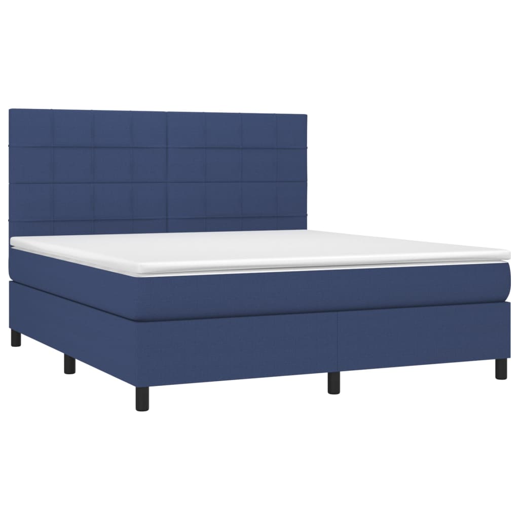 vidaXL Κρεβάτι Boxspring με Στρώμα & LED Μπλε 160x200 εκ. Υφασμάτινο