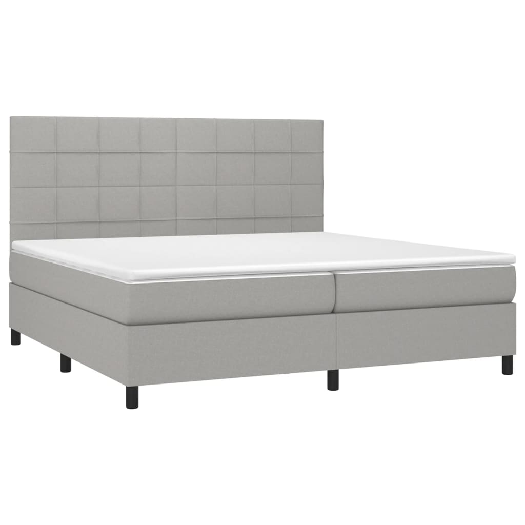 vidaXL Κρεβάτι Boxspring με Στρώμα & LED Αν.Γκρι 200x200εκ. Υφασμάτινο