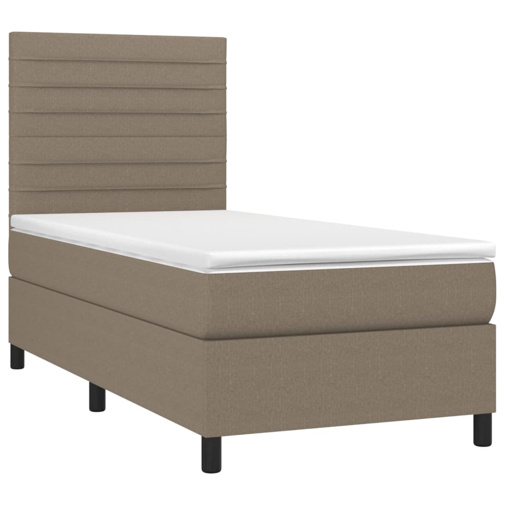 vidaXL Κρεβάτι Boxspring με Στρώμα & LED Taupe 80x200 εκ. Υφασμάτινο