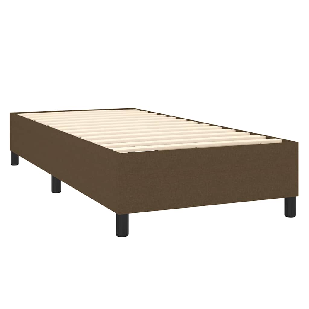 vidaXL Κρεβάτι Boxspring με Στρώμα & LED Σκ.Καφέ 90x200 εκ. Υφασμάτινο