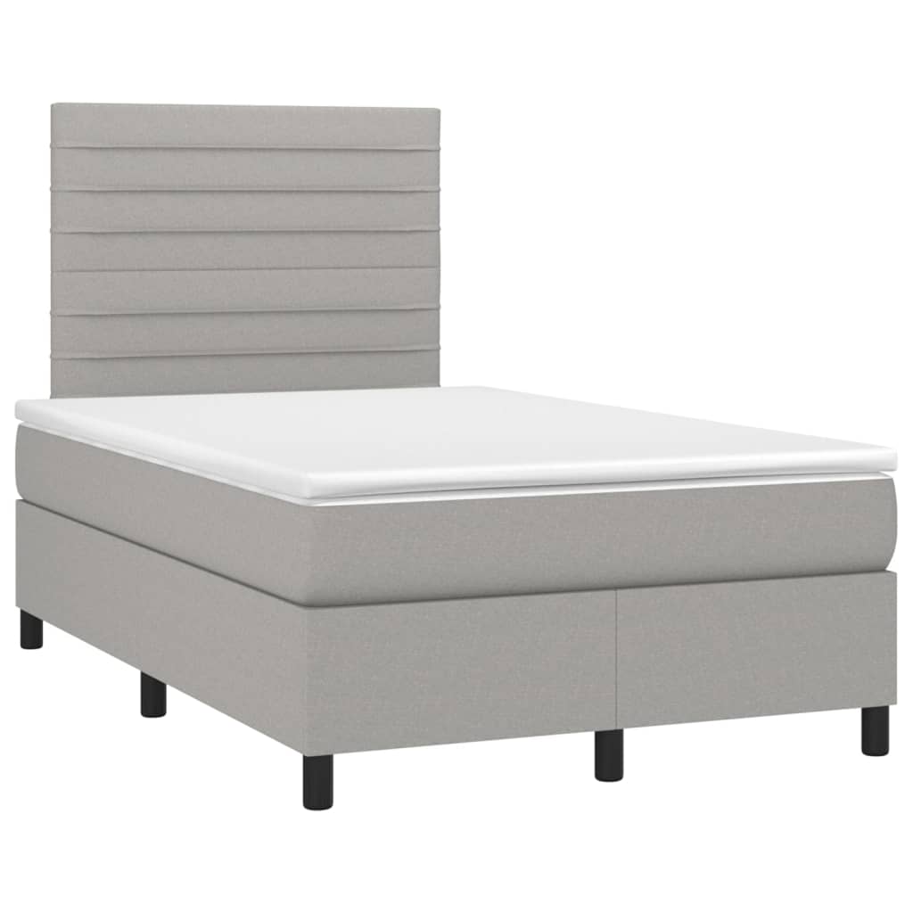 vidaXL Κρεβάτι Boxspring με Στρώμα & LED Αν.Γκρι 120x200 εκ Υφασμάτινο