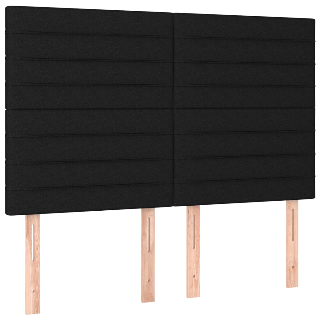 vidaXL Κρεβάτι Boxspring με Στρώμα & LED Μαύρο 140x200 εκ. Υφασμάτινο