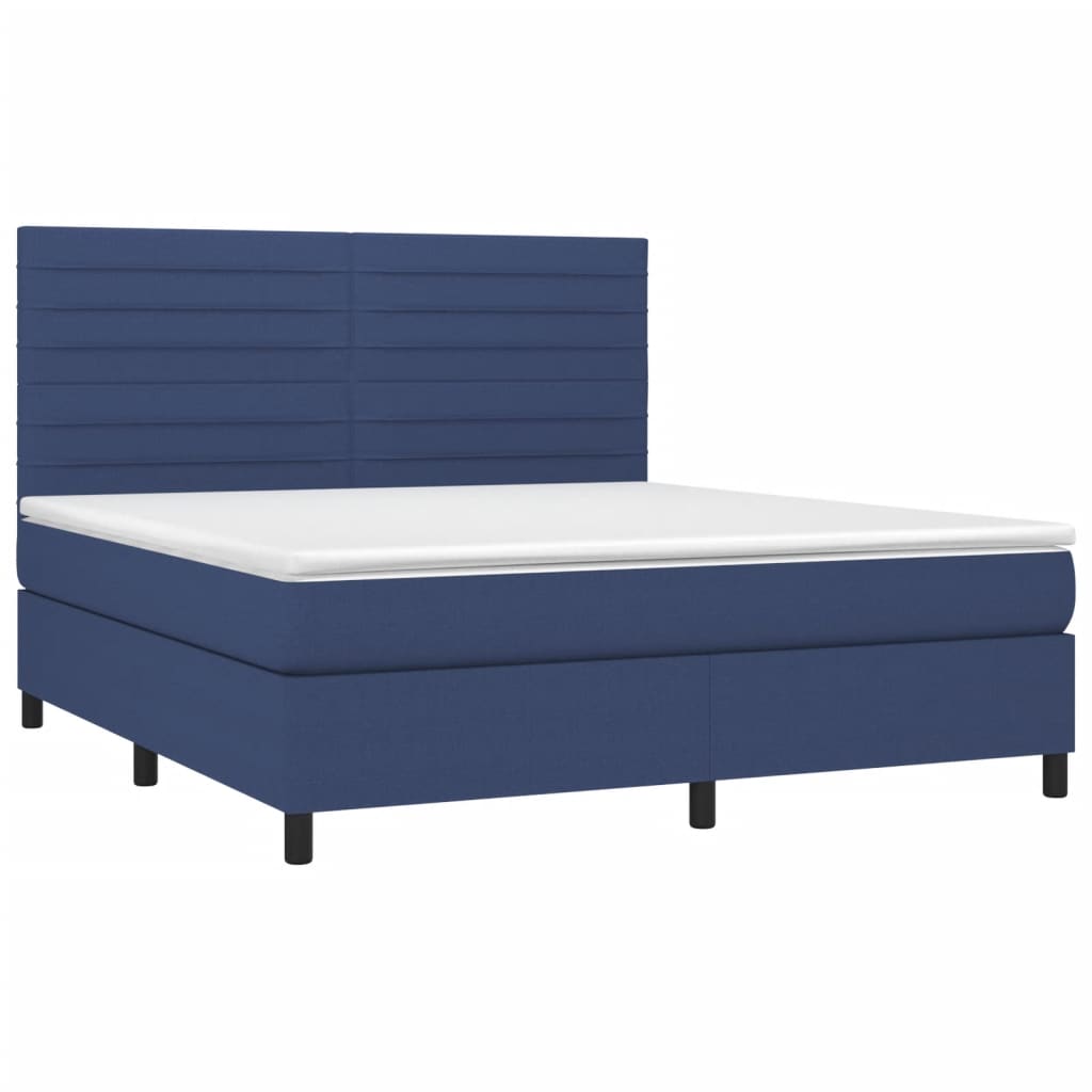 vidaXL Κρεβάτι Boxspring με Στρώμα & LED Μπλε 160x200 εκ. Υφασμάτινο