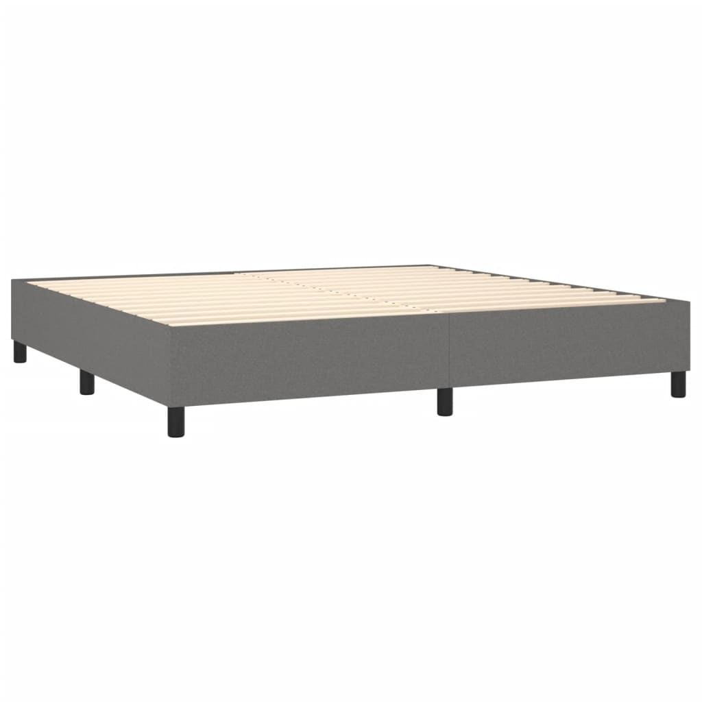 vidaXL Κρεβάτι Boxspring με Στρώμα & LED Σκ.Γκρι 200x200εκ. Υφασμάτινο