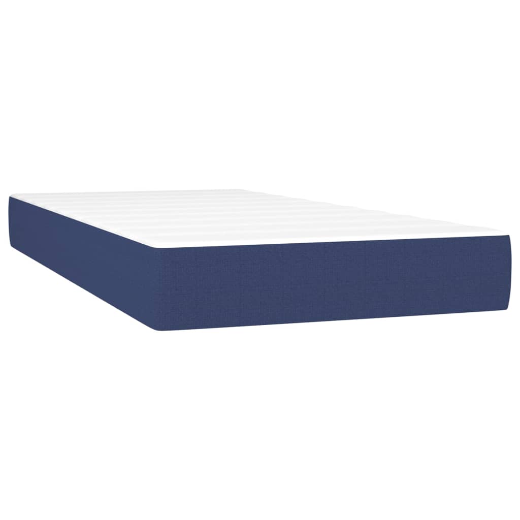 vidaXL Κρεβάτι Boxspring με Στρώμα & LED Μπλε 200x200 εκ. Υφασμάτινο