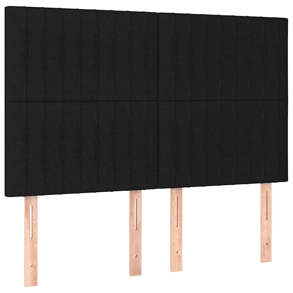 vidaXL Κρεβάτι Boxspring με Στρώμα & LED Μαύρο 140x200 εκ. Υφασμάτινο