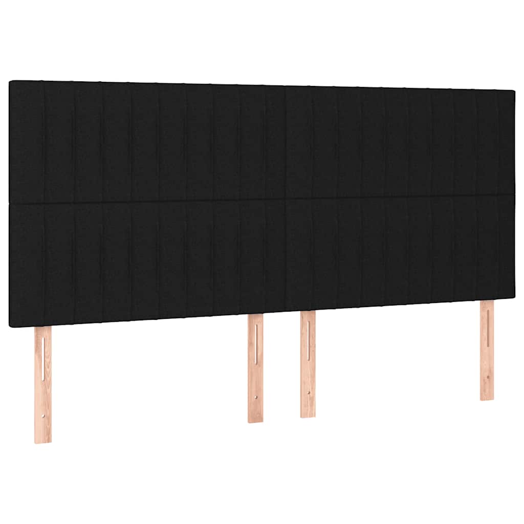 vidaXL Κρεβάτι Boxspring με Στρώμα & LED Μαύρο 200x200 εκ. Υφασμάτινο