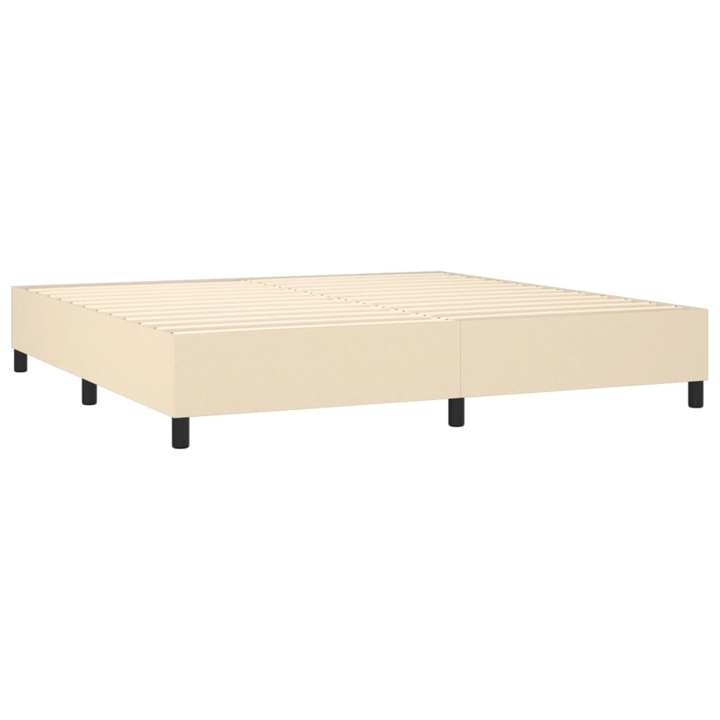 vidaXL Κρεβάτι Boxspring με Στρώμα & LED Κρεμ 200x200 εκ. Υφασμάτινο