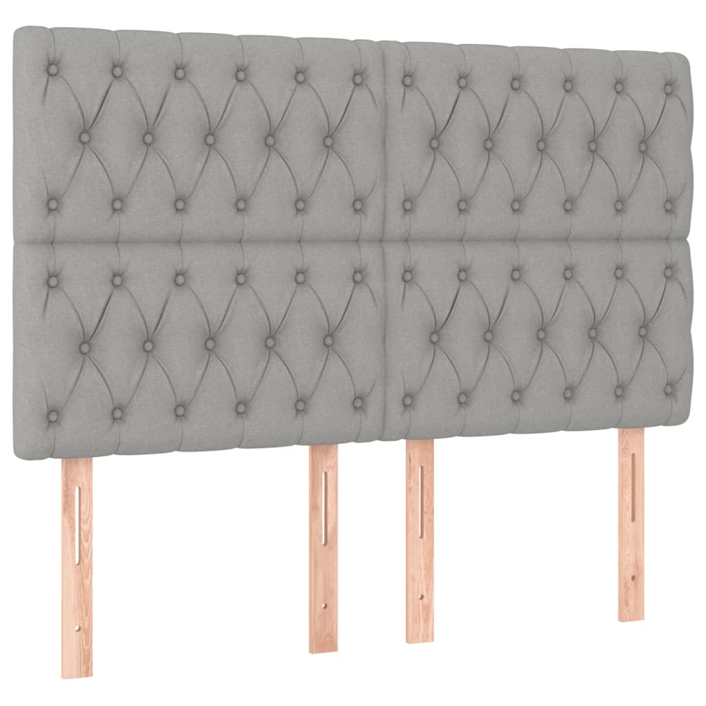 vidaXL Κρεβάτι Boxspring με Στρώμα & LED Αν.Γκρι 140x190εκ. Υφασμάτινο