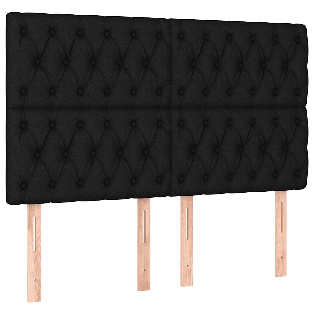 vidaXL Κρεβάτι Boxspring με Στρώμα & LED Μαύρο 140x190 εκ. Υφασμάτινο