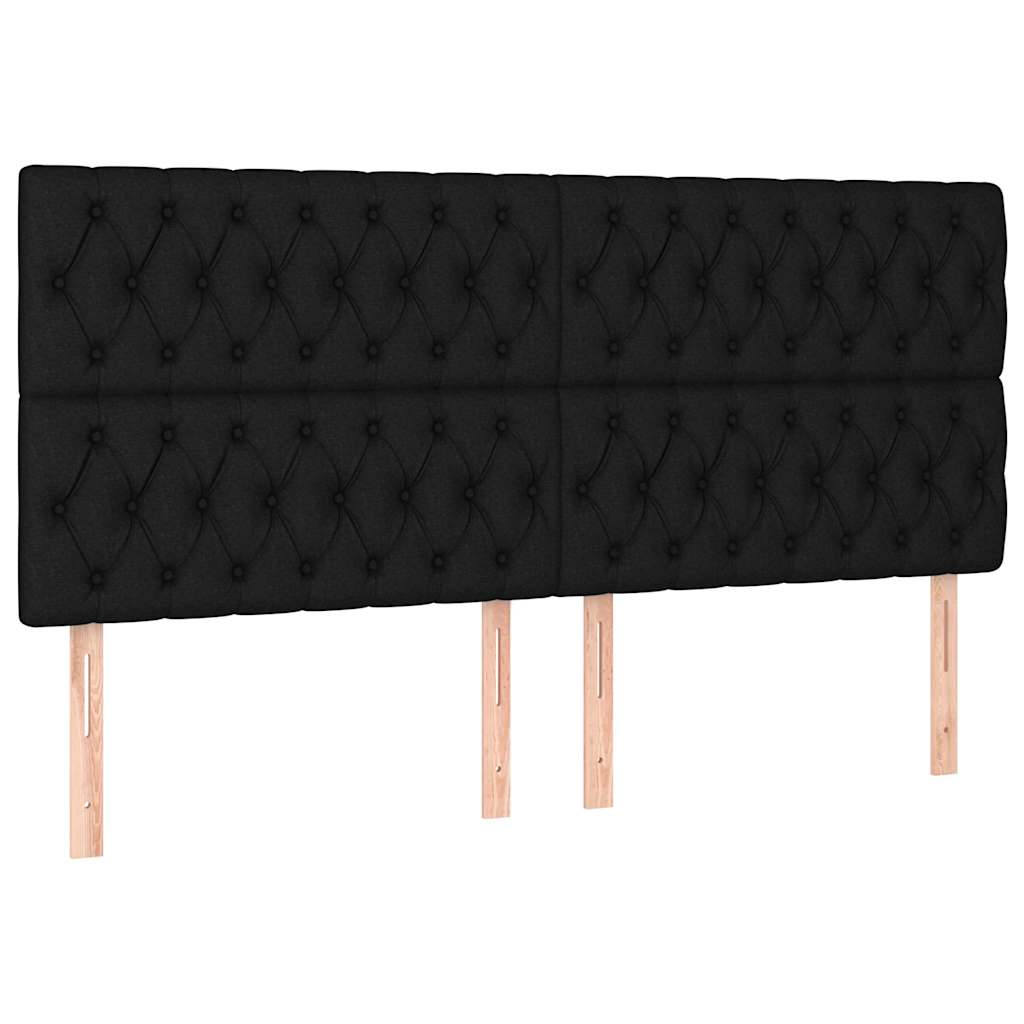 vidaXL Κρεβάτι Boxspring με Στρώμα & LED Μαύρο 200x200 εκ. Υφασμάτινο