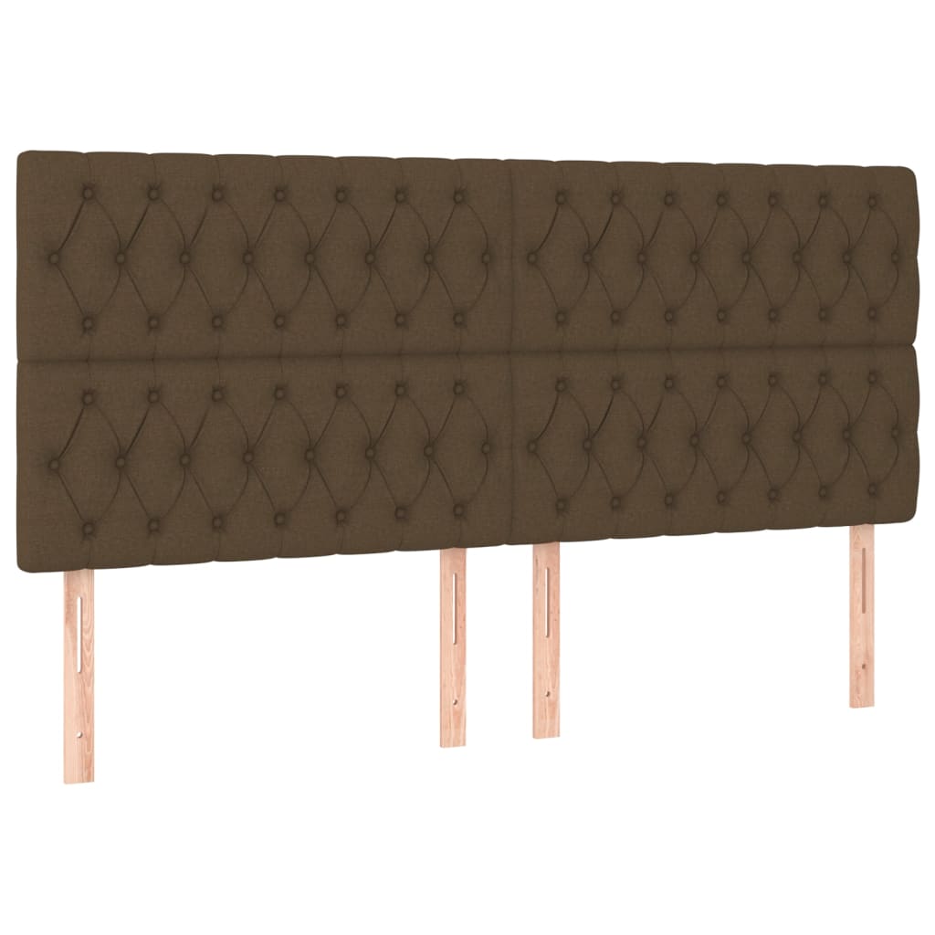 vidaXL Κρεβάτι Boxspring με Στρώμα & LED Σκ.Καφέ 200x200εκ. Υφασμάτινο