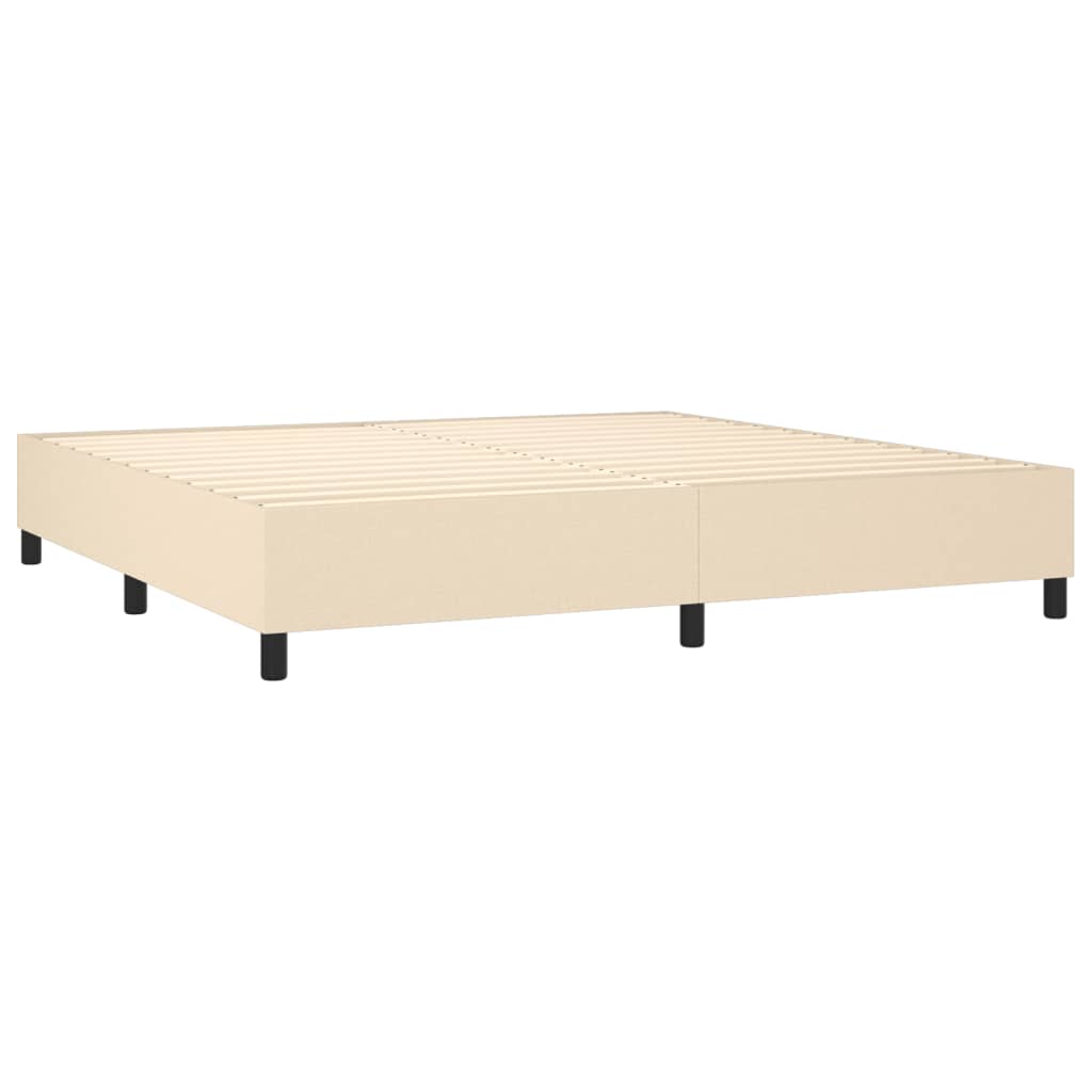 vidaXL Κρεβάτι Boxspring με Στρώμα & LED Κρεμ 200x200 εκ. Υφασμάτινο