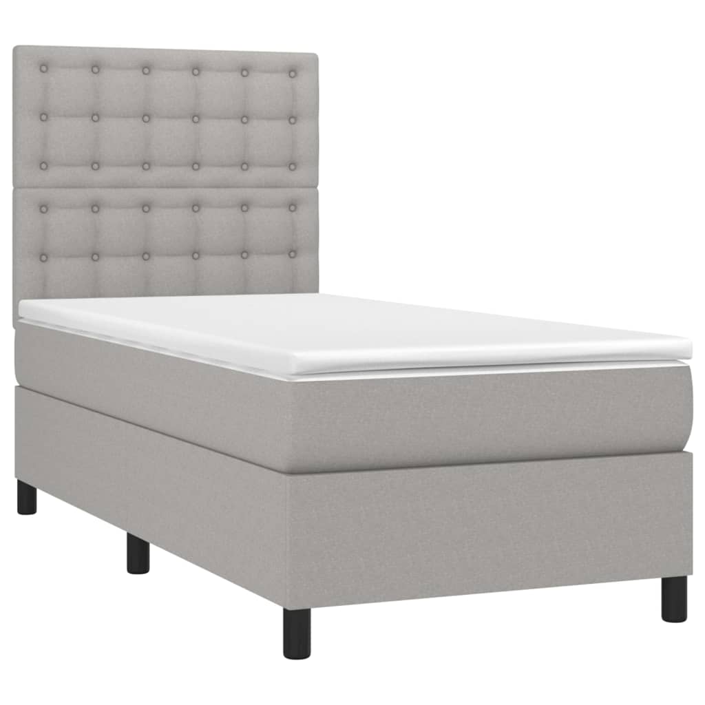 vidaXL Κρεβάτι Boxspring με Στρώμα & LED Αν.Γκρι 80x200 εκ. Υφασμάτινο