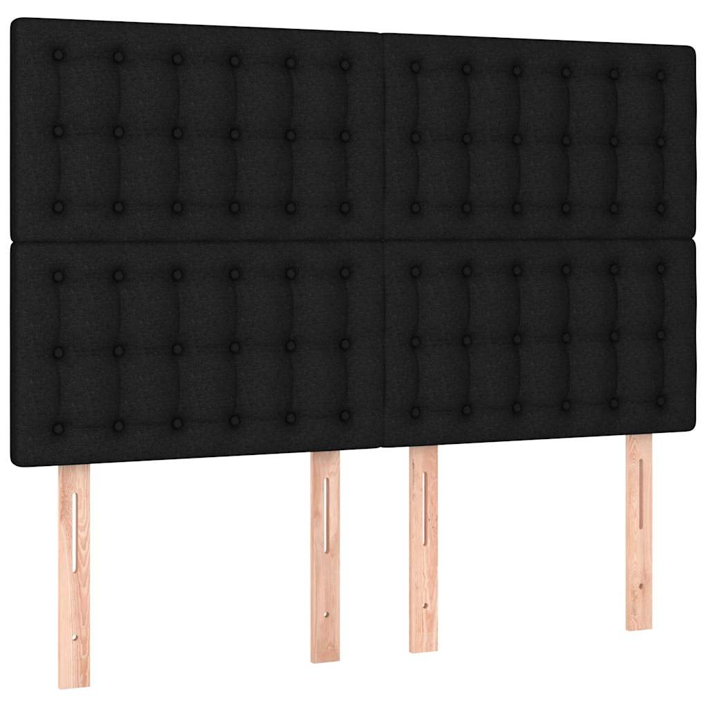 vidaXL Κρεβάτι Boxspring με Στρώμα & LED Μαύρο 140x200 εκ. Υφασμάτινο