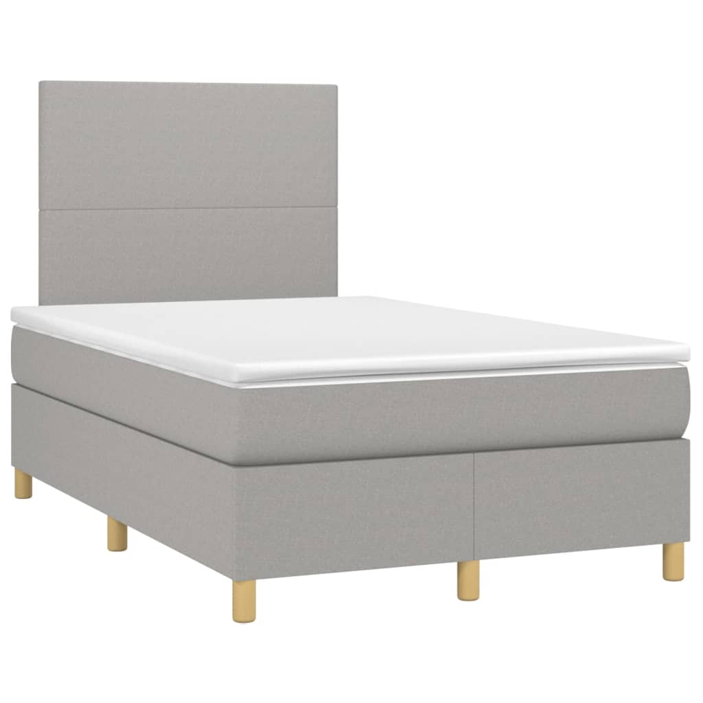 vidaXL Κρεβάτι Boxspring με Στρώμα & LED Αν.Γκρι 120x200 εκ Υφασμάτινο