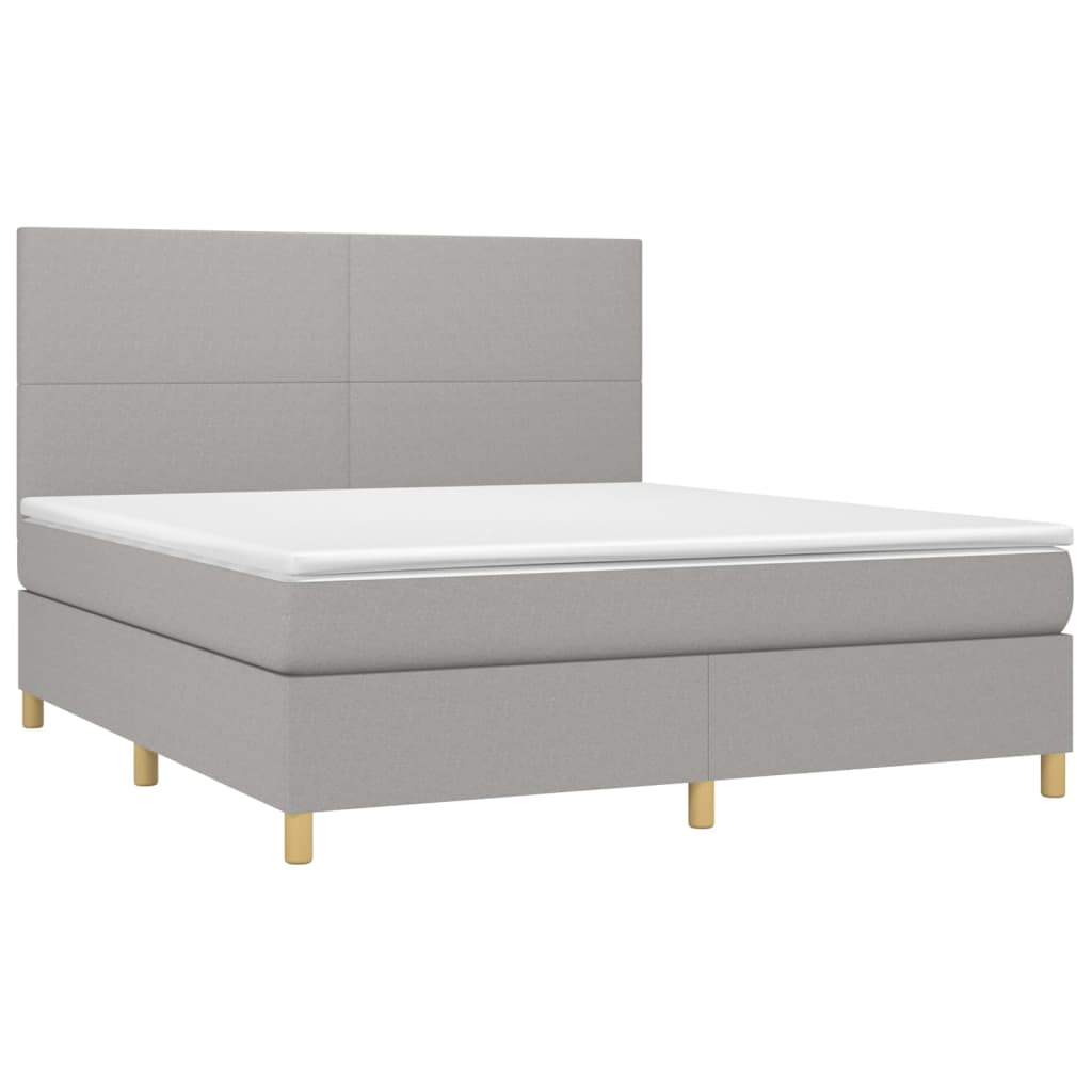 vidaXL Κρεβάτι Boxspring με Στρώμα & LED Αν.Γκρι 180x200εκ. Υφασμάτινο