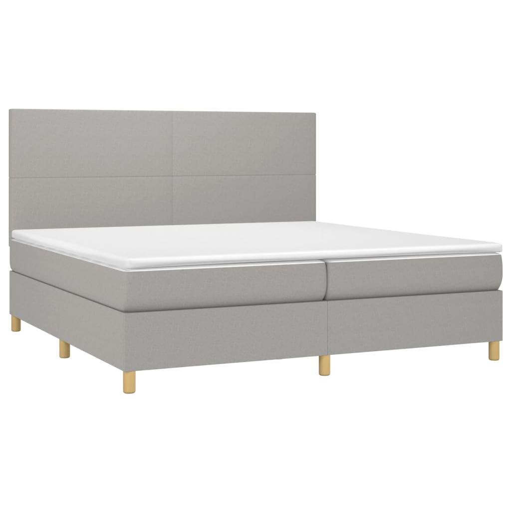 vidaXL Κρεβάτι Boxspring με Στρώμα & LED Αν.Γκρι 200x200εκ. Υφασμάτινο