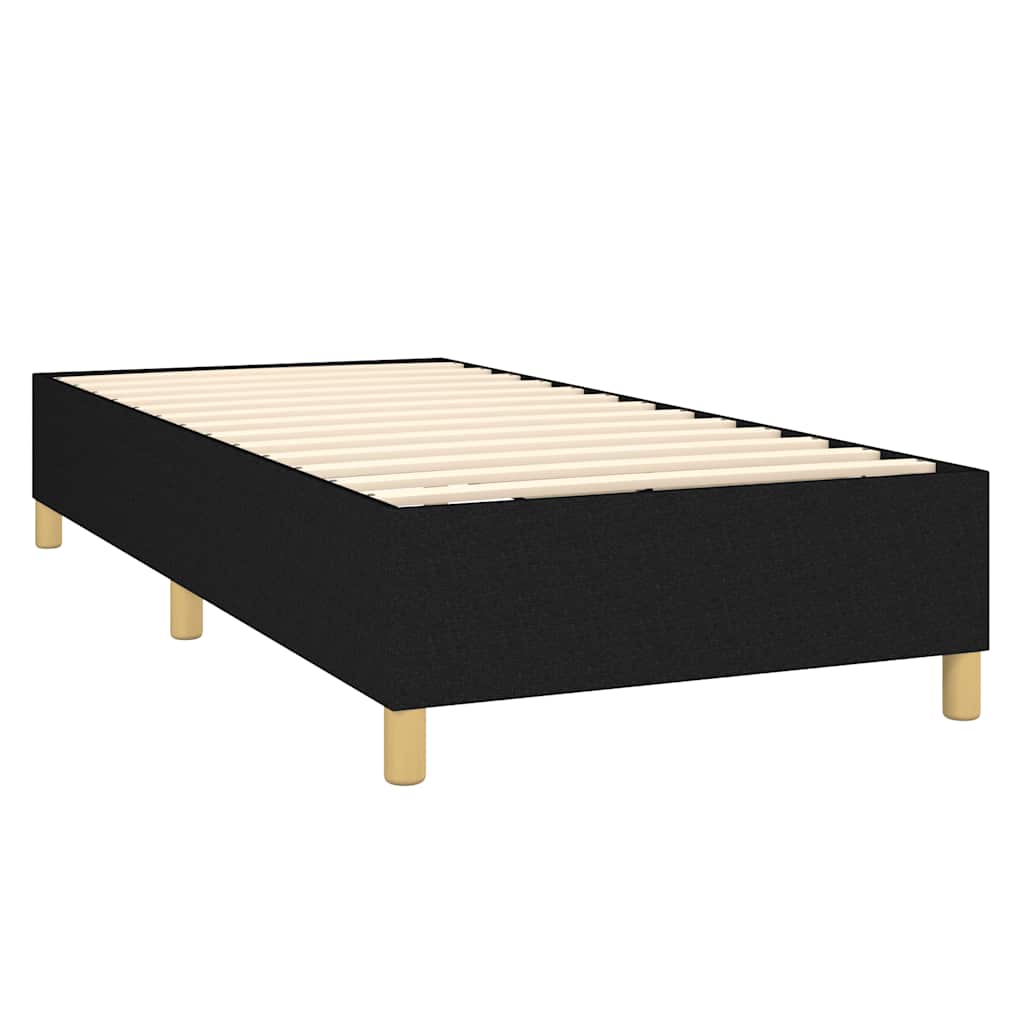 vidaXL Κρεβάτι Boxspring με Στρώμα & LED Μαύρο 90x200 εκ. Υφασμάτινο