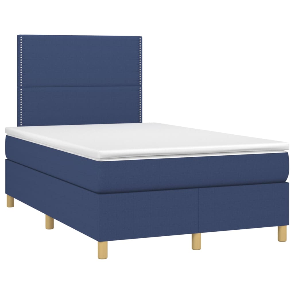 vidaXL Κρεβάτι Boxspring με Στρώμα & LED Μπλε 120x200 εκ. Υφασμάτινο