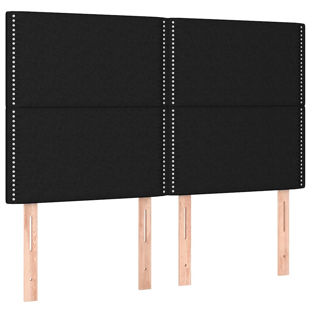 vidaXL Κρεβάτι Boxspring με Στρώμα & LED Μαύρο 140x190 εκ. Υφασμάτινο