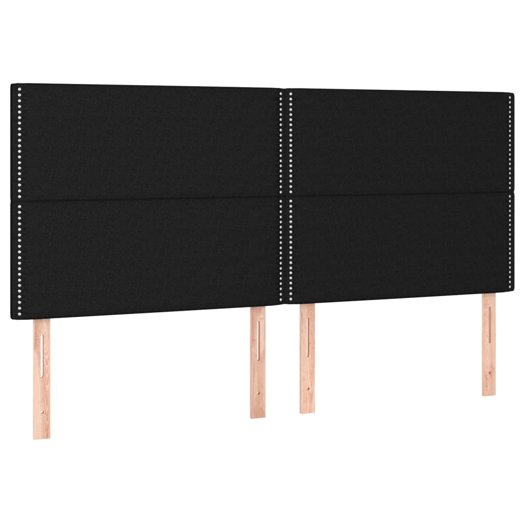 vidaXL Κρεβάτι Boxspring με Στρώμα & LED Μαύρο 200x200 εκ. Υφασμάτινο