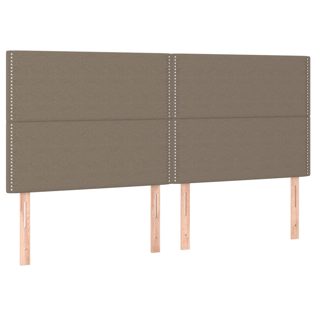 vidaXL Κρεβάτι Boxspring με Στρώμα & LED Taupe 200x200 εκ. Υφασμάτινο