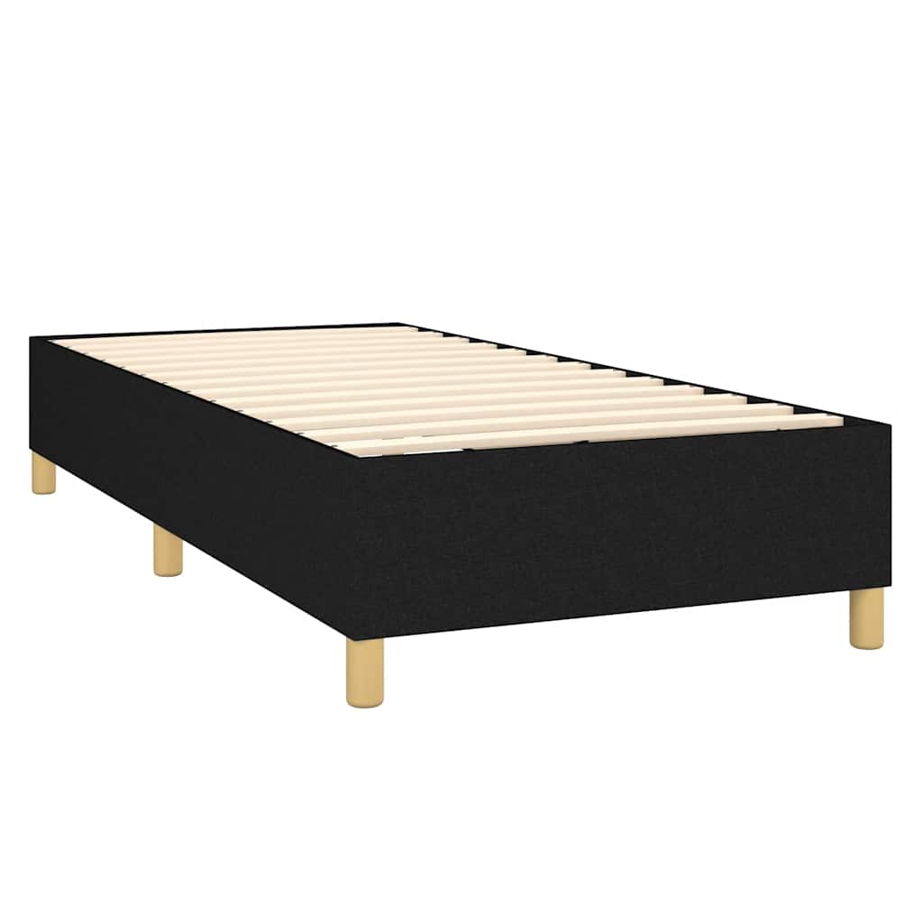 vidaXL Κρεβάτι Boxspring με Στρώμα & LED Μαύρο 90x200 εκ. Υφασμάτινο